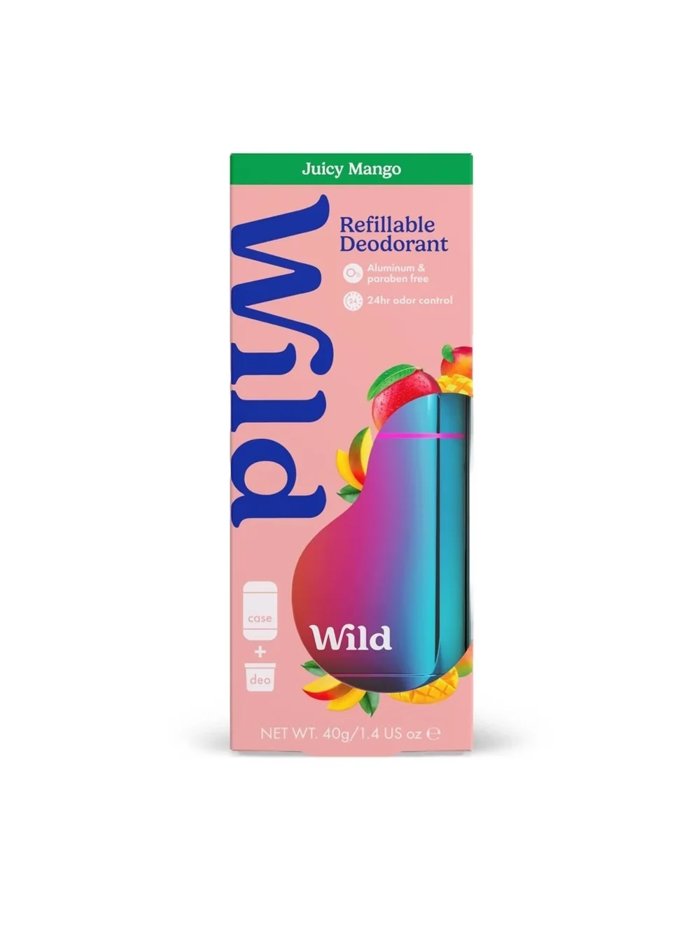 2× Wild Juicy Mango Refillable Deodorant - Purple Case (Set of 2)